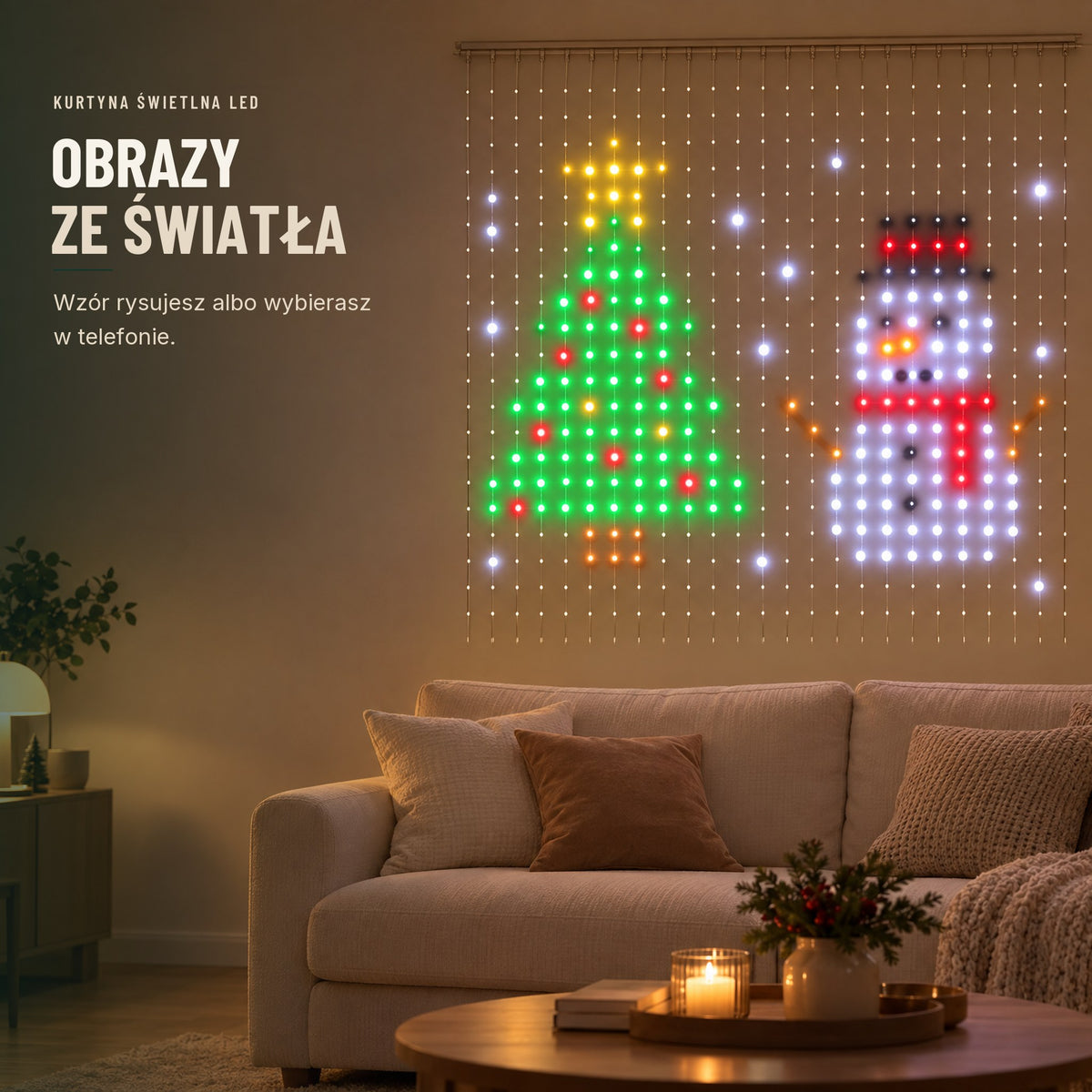 Kurtyna świetlna LED z animacjami – sterowana aplikacją