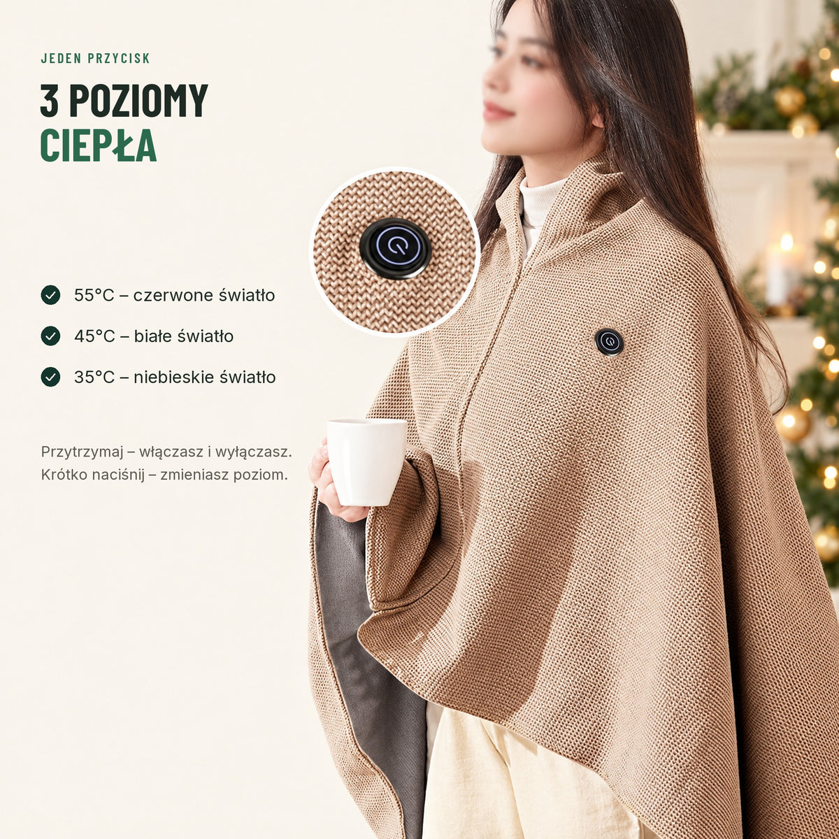 Trzy poziomy grzania szala: 35, 45 i 55 stopni