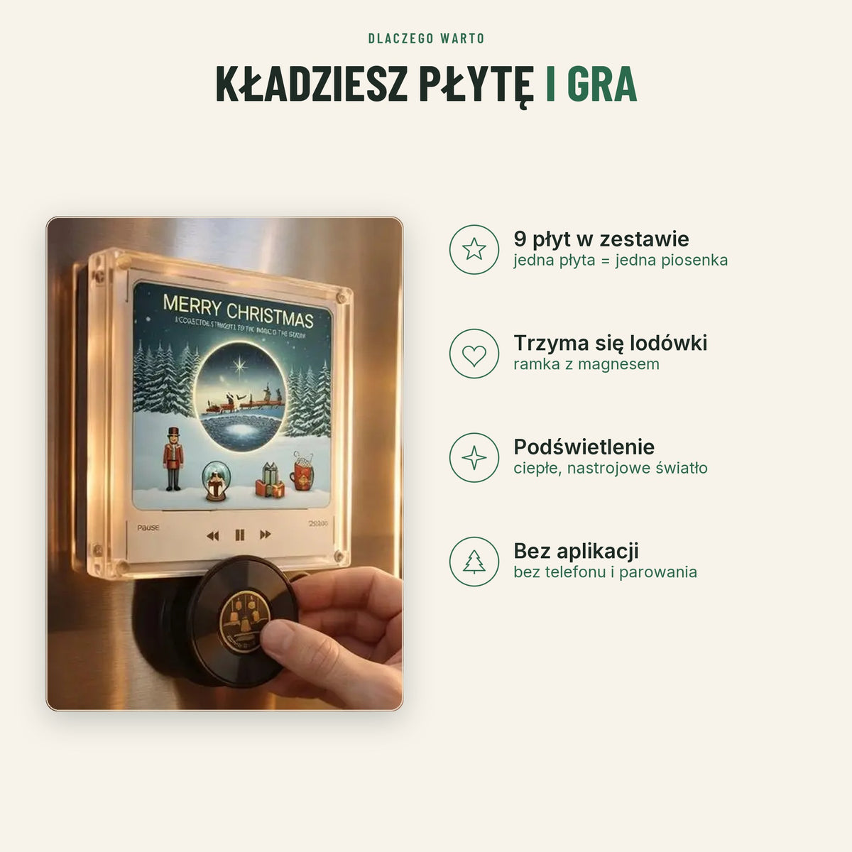 Odtwarzacz z płytami — 9 płyt, magnes, podświetlenie, bez aplikacji