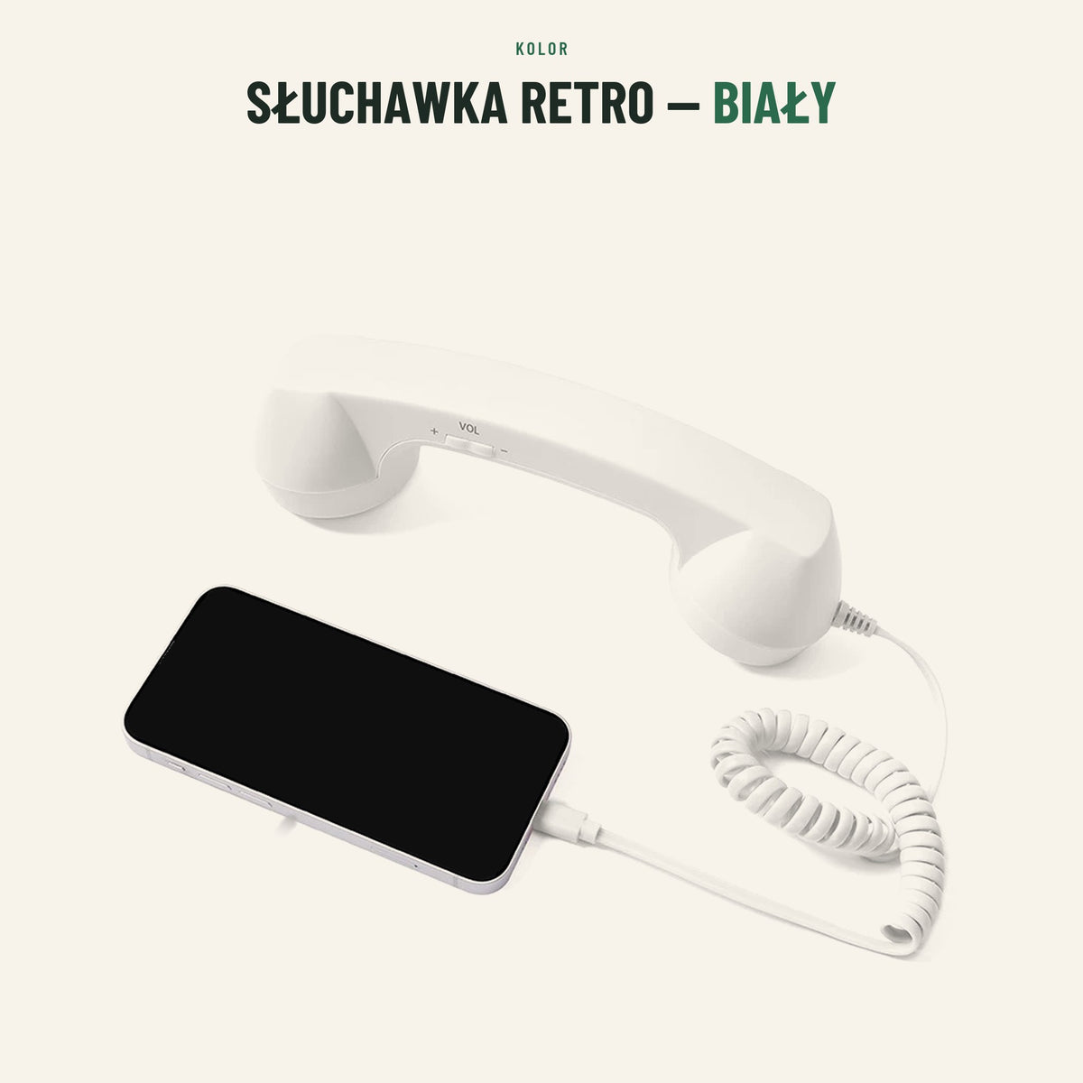Słuchawka retro do telefonu — kolor biały