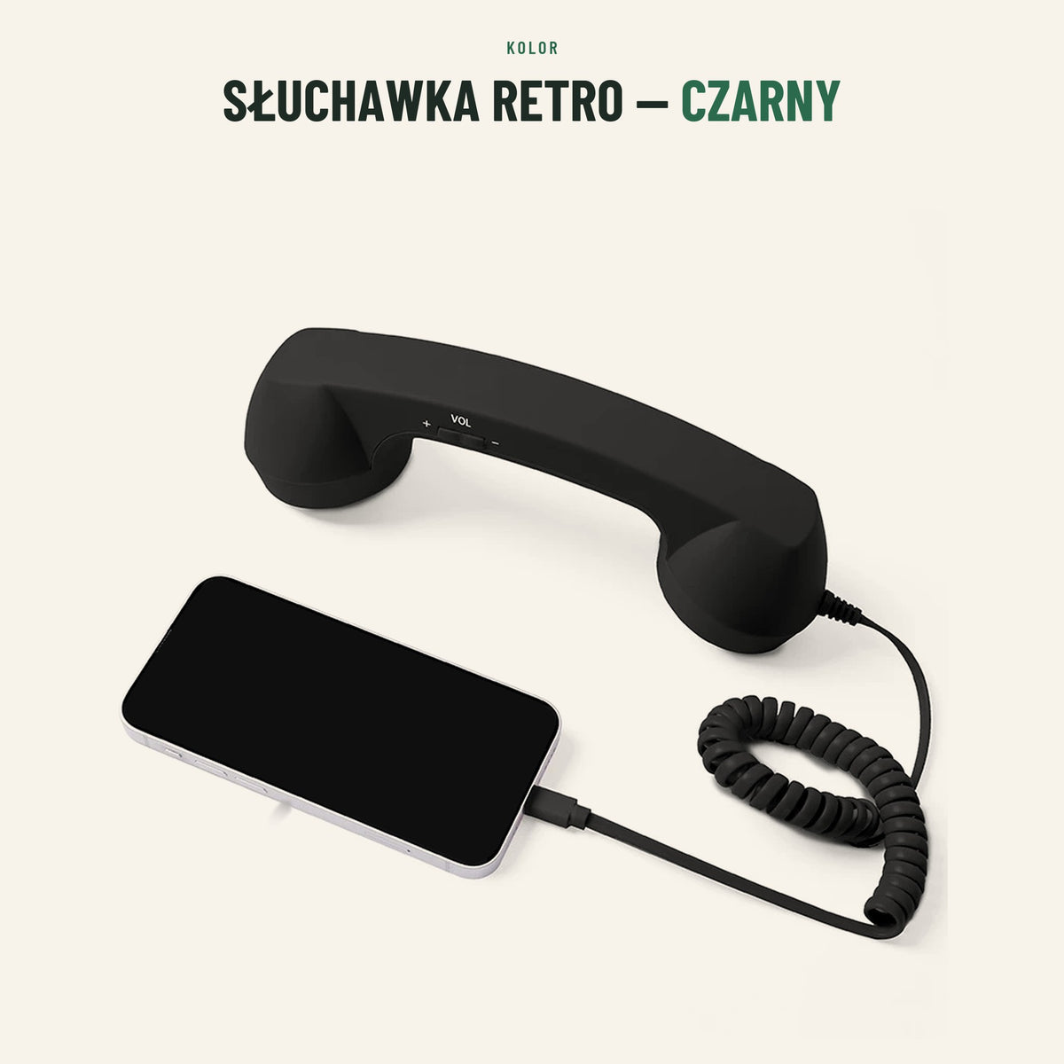 Słuchawka retro do telefonu — kolor czarny